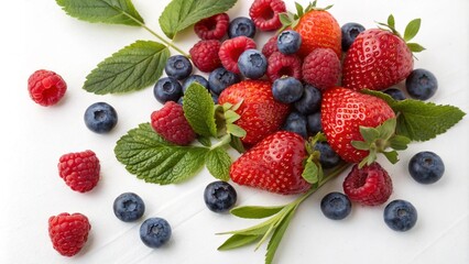 A set of healthy foods on a white background: vegetables, fruits and herbs. Dietary nutrition, vegetarianism