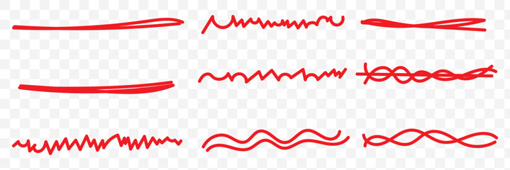 Scribble doodle underline emphasis line shape set. Hand drawn brush stroke elements. eps 10.