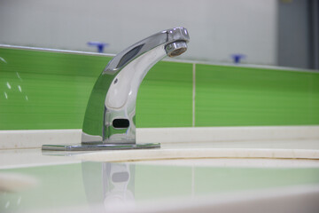 Nickel plated hand wash tap with stone sink
