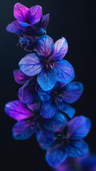 blue flowers in dark background