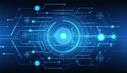 Blue futuristic networking technology vector. Generated image