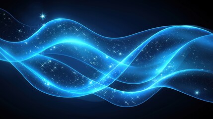 Obraz premium Starry abstract golden and blue light particles in deep gradient