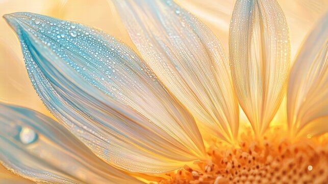 Dewkissed sunflower petal an abstract macro exploration