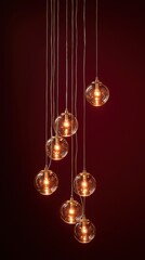 Warm honey orbs illuminate a luxurious burgundy gradient