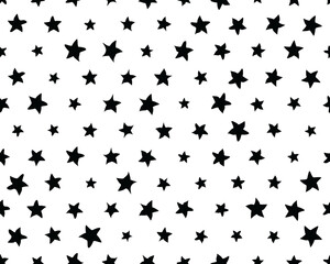 Seamless pattern with black stars 