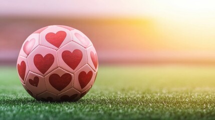 Creative valentine's soccer ball concept in outdoor setting