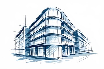 Fototapeta premium Modern Building Architectural Sketch Design
