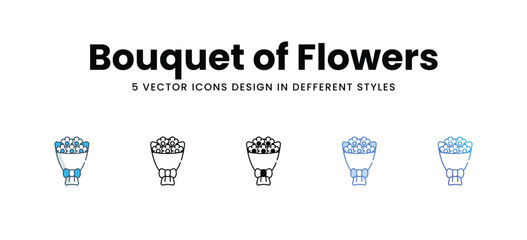 Bouquet of Flowers icons in different style vector stock illustration