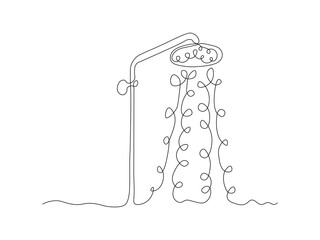 Abstract shower and water,continuous single line art drawing sketch, logo