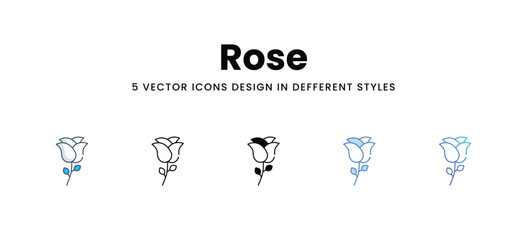 Rose icons in different style vector stock illustration