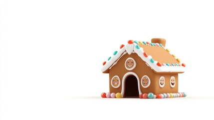 A cheerful gingerbread house decorated with colorful candies.