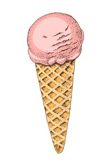 Ice cream cone hand drawn vector illustration
