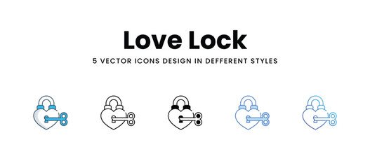 Love Lock icons in different style vector stock illustration