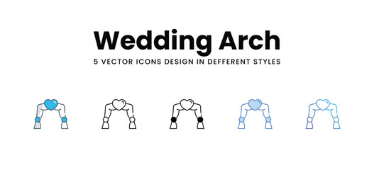 Wedding Arch icons in different style vector stock illustration