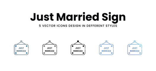 Just Married Sign icons in different style vector stock illustration
