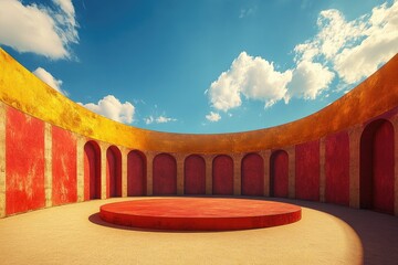 Spanish bullring for traditional performance of bullfight Empty round bullfight arena in Spain