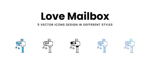 Love Mailbox icons in different style vector stock illustration