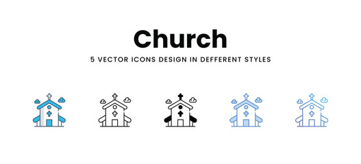 Church icons in different style vector stock illustration