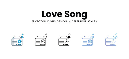 Love Song icons in different style vector stock illustration