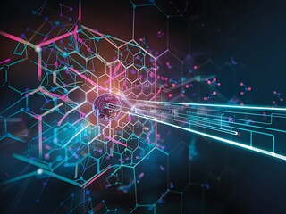 Modern futuristic background of the scientific hexagonal pattern virtual abstract background with particle molecule structure for medical technology chemistry science social network vector