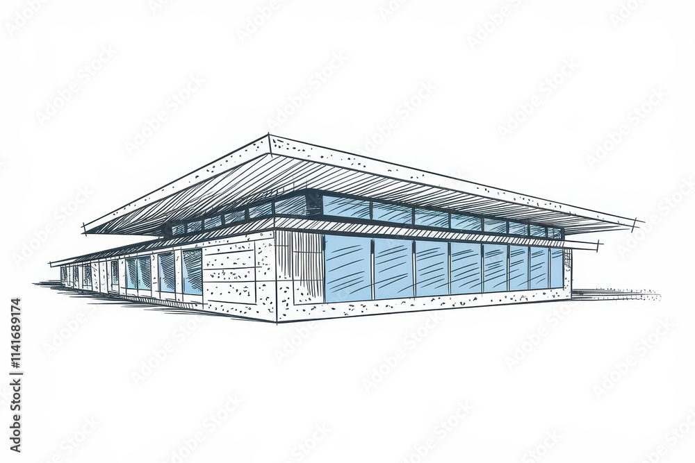 Canvas Prints Architectural Sketch of a Modern Building Design