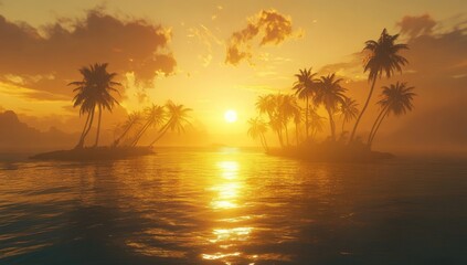 Sunrise casts a golden glow over the Amazon river as it winds through the lush jungle foliage.