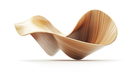 modern wooden sculpture with flowing curves and abstract design