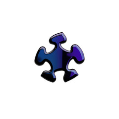 Obraz premium Glossy gradient puzzle piece with reflective surface isolated on transparent background