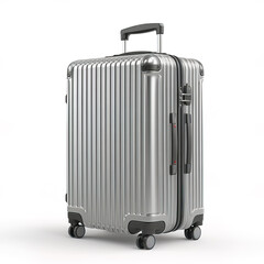 Fototapeta premium Sleek silver hard shell luggage with modern design and durable features