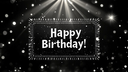 Happy birthday poster black and white design