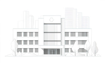Obraz premium Minimalist hospital building with simple geometry and monochrome design