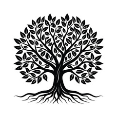 Vector art of tree design, labeled linocut silhouette illustration.