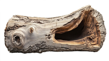 Hollowed out wooden log showcasing natural habitat and ecological features