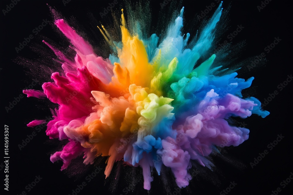 Poster A vibrant supernova explosion with rays of light in every color of the spectrum