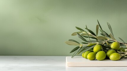Green Olives on White Table