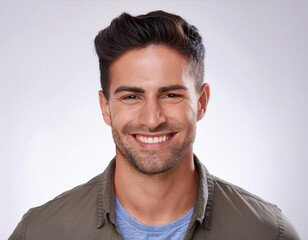 Obraz premium Smiling Hispanic Man Headshot in Studio