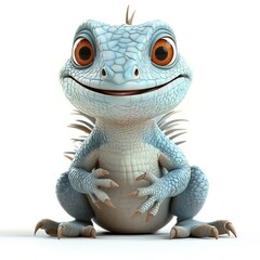 Obraz premium A cute, smiling lizard with a full body, set against a white background