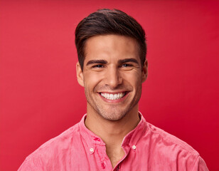 Fototapeta premium Smiling Hispanic Man Headshot in Studio