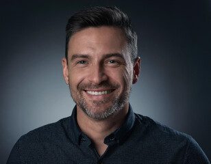 Fototapeta premium Smiling Hispanic Man Headshot in Studio