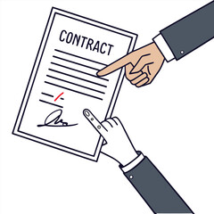  hand icon pointing at a contract, symbolizing agreement Illustrator Artwork