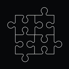 jigsaw puzzle pieces outline stroke
