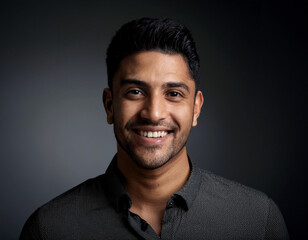 Fototapeta premium Smiling Hispanic Man Headshot in Studio