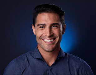 Obraz premium Smiling Hispanic Man Headshot in Studio