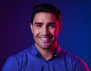 Obraz premium Smiling Hispanic Man Headshot in Studio