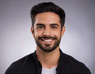 Fototapeta premium Smiling Hispanic Man Headshot in Studio