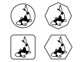 錦鯉のシンプルなアイコン4種類セット