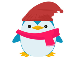 冬の可愛いペンギン。ベクターイラスト