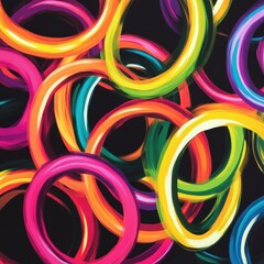 Vibrant abstract art display digital canvas colorful rings modern aesthetic close-up view visual creativity