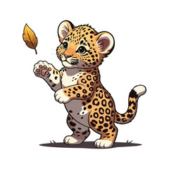 Leopard Sitting kawaii vector A leopard with the word cheetah on it illustration