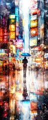 Urban Impressionism Rainy Night Cityscape